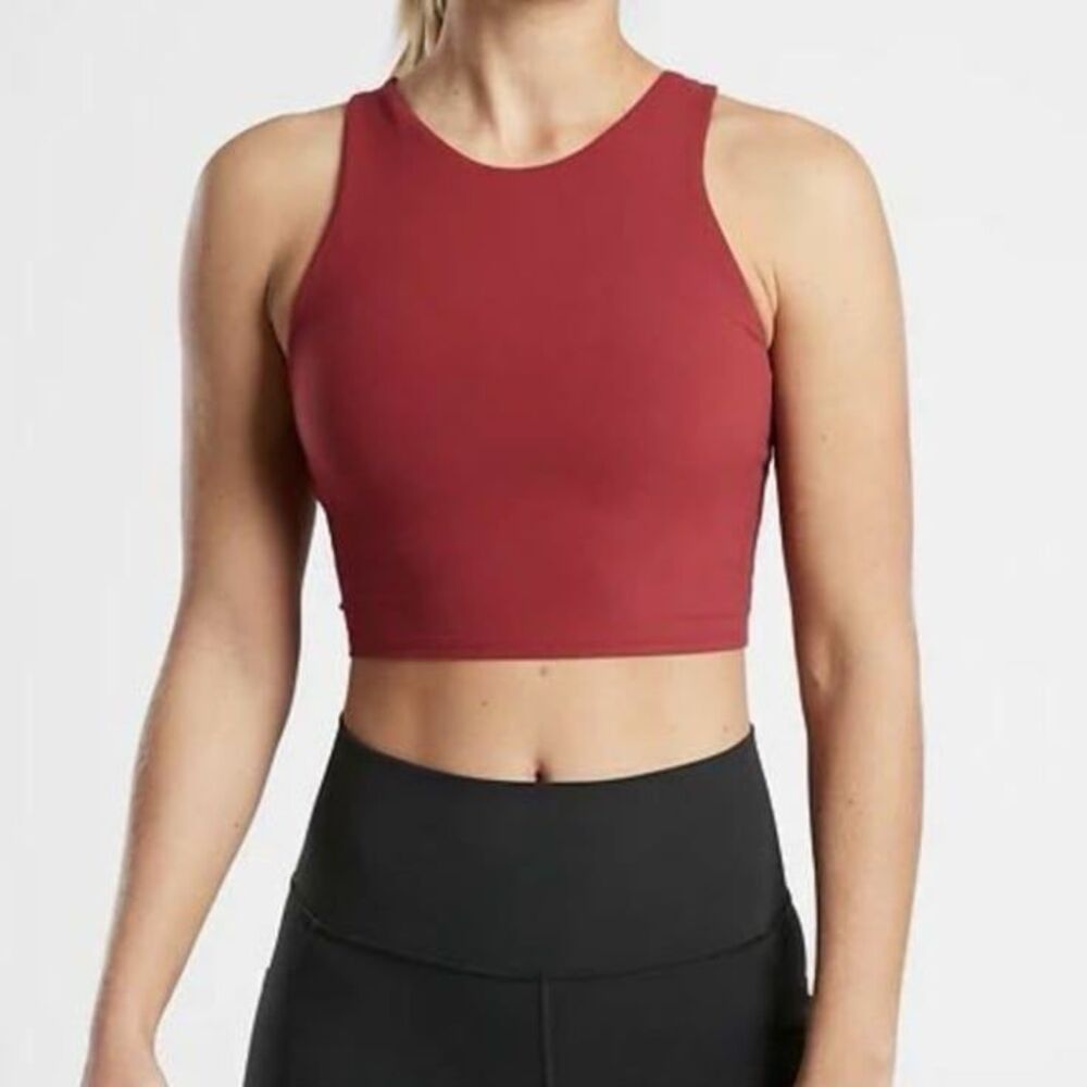 Athleta Conscious Crop Tank Top Sports Bra in Rust Red Size XS
